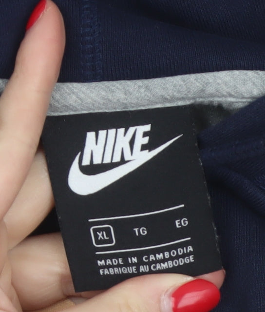 Nike Men's Blue XL Full Zip Cotton Hoodie Swoosh Logo