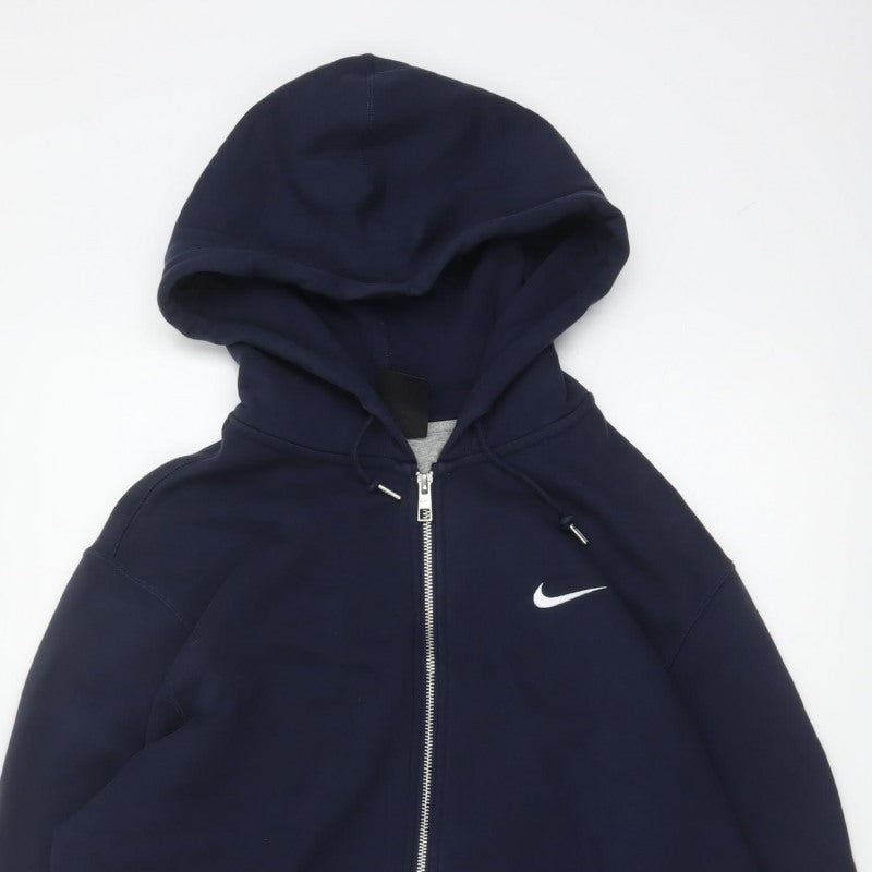 Nike Men's Blue XL Full Zip Cotton Hoodie Swoosh Logo