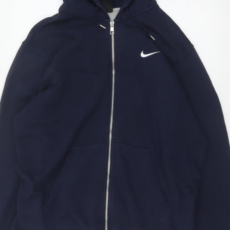 Nike Men's Blue XL Full Zip Cotton Hoodie Swoosh Logo