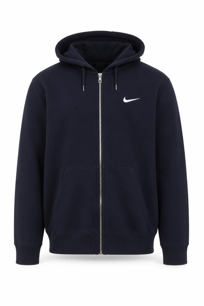 Nike Men's Blue XL Full Zip Cotton Hoodie Swoosh Logo