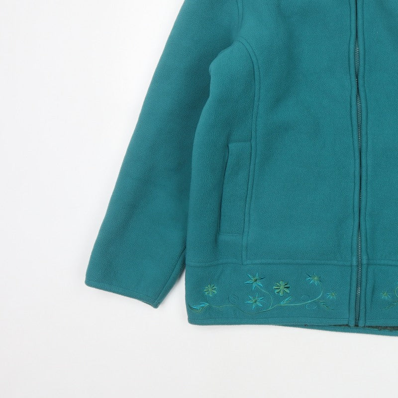 Amalina Women’s Teal UK 12 Floral Embroidered Fleece Zip Jacket