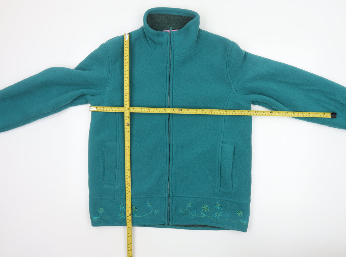 Amalina Women’s Teal UK 12 Floral Embroidered Fleece Zip Jacket