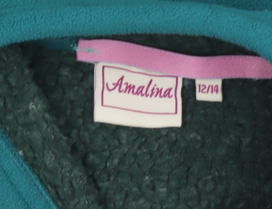 Amalina Women’s Teal UK 12 Floral Embroidered Fleece Zip Jacket