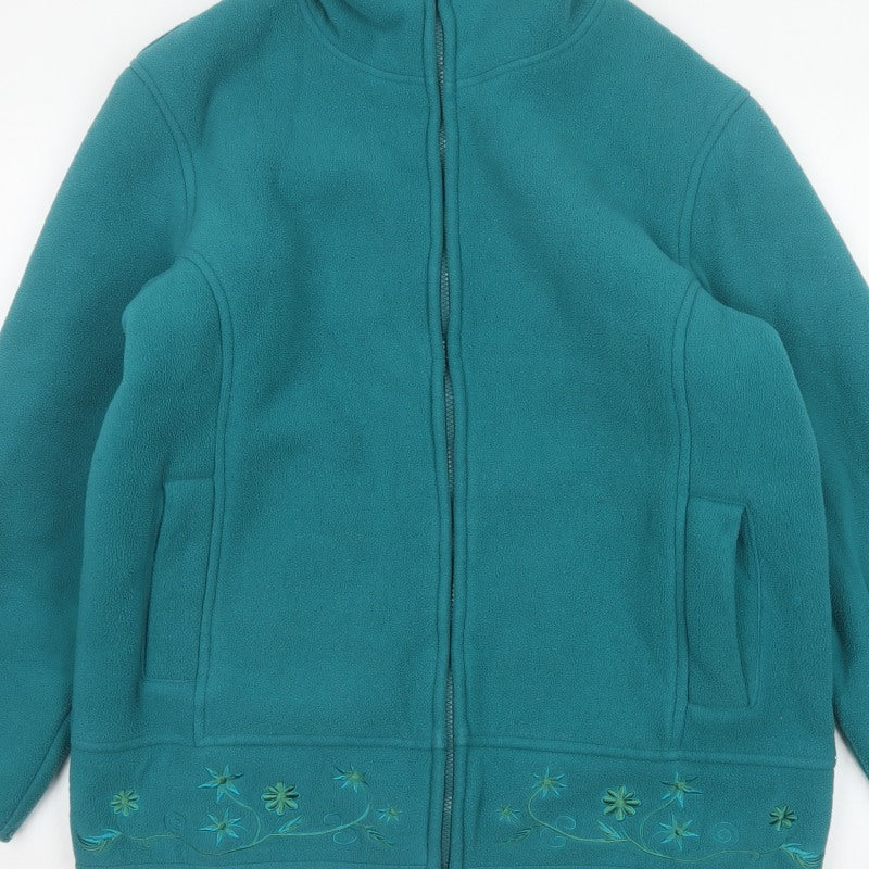 Amalina Women’s Teal UK 12 Floral Embroidered Fleece Zip Jacket