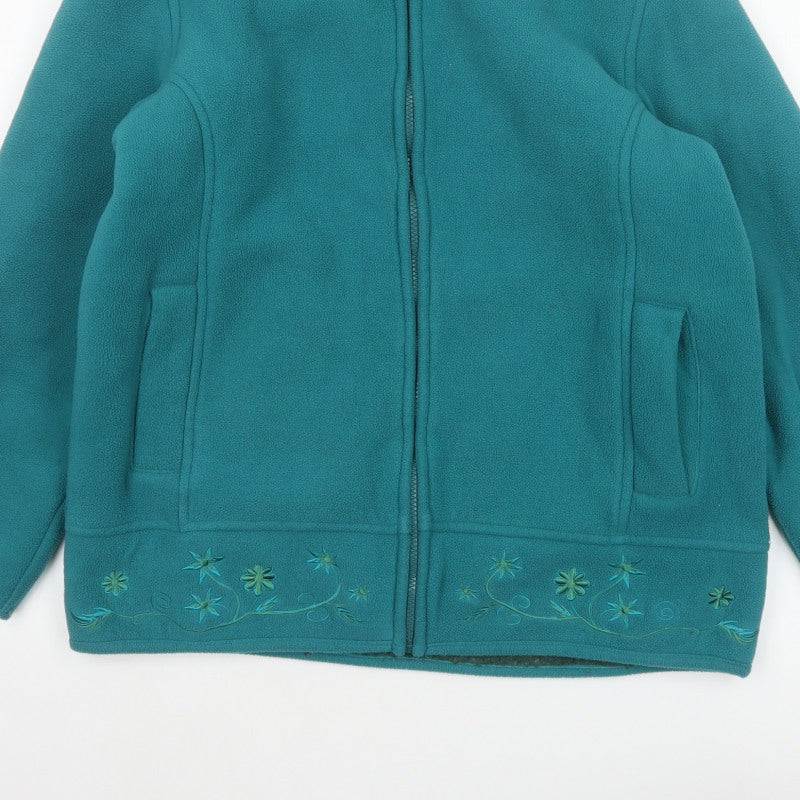 Amalina Women’s Teal UK 12 Floral Embroidered Fleece Zip Jacket