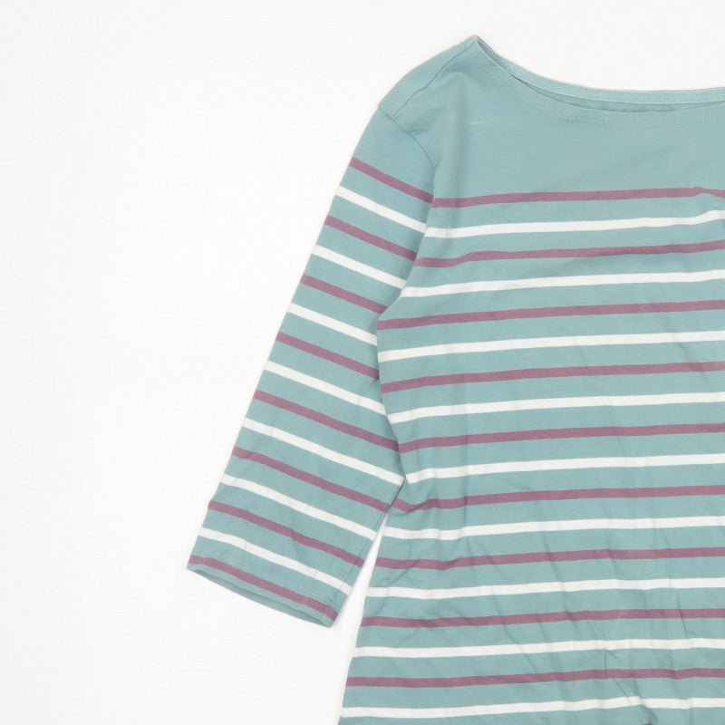 Seasalt Women Green Stripe Organic Cotton Sailor Jersey Top UK 10