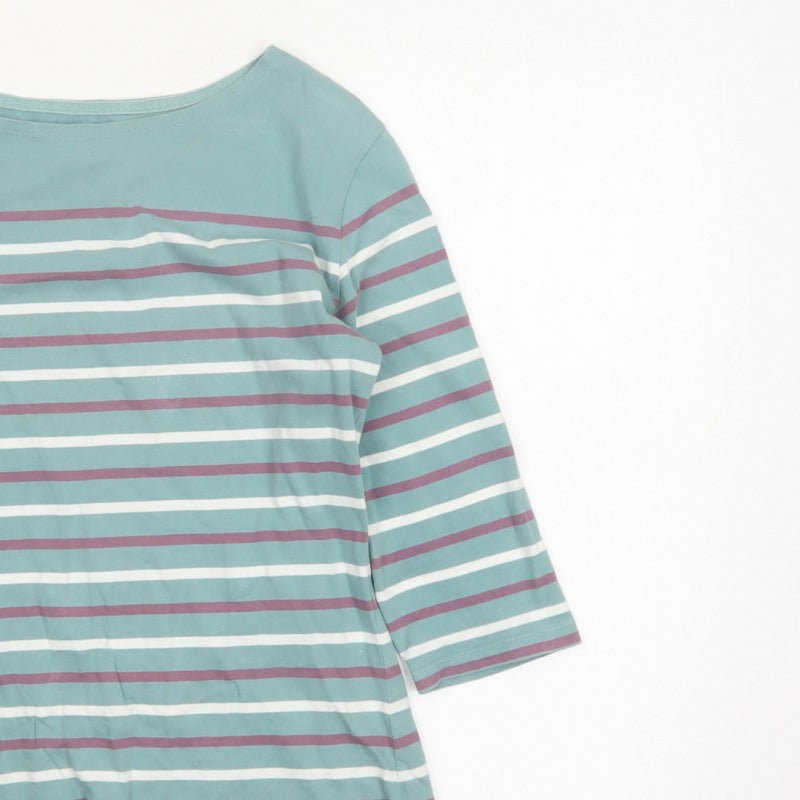 Seasalt Women Green Stripe Organic Cotton Sailor Jersey Top UK 10