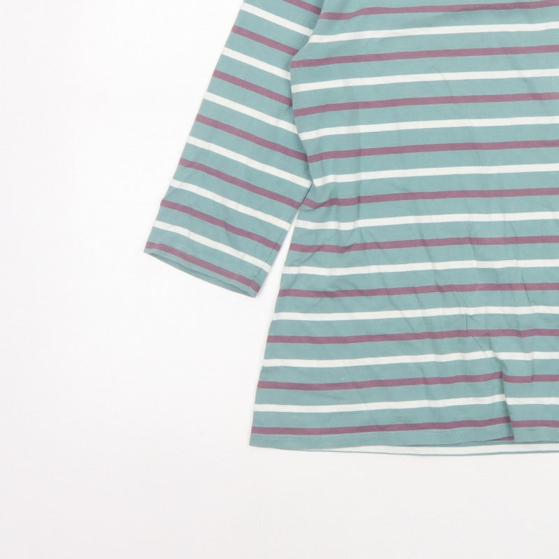 Seasalt Women Green Stripe Organic Cotton Sailor Jersey Top UK 10