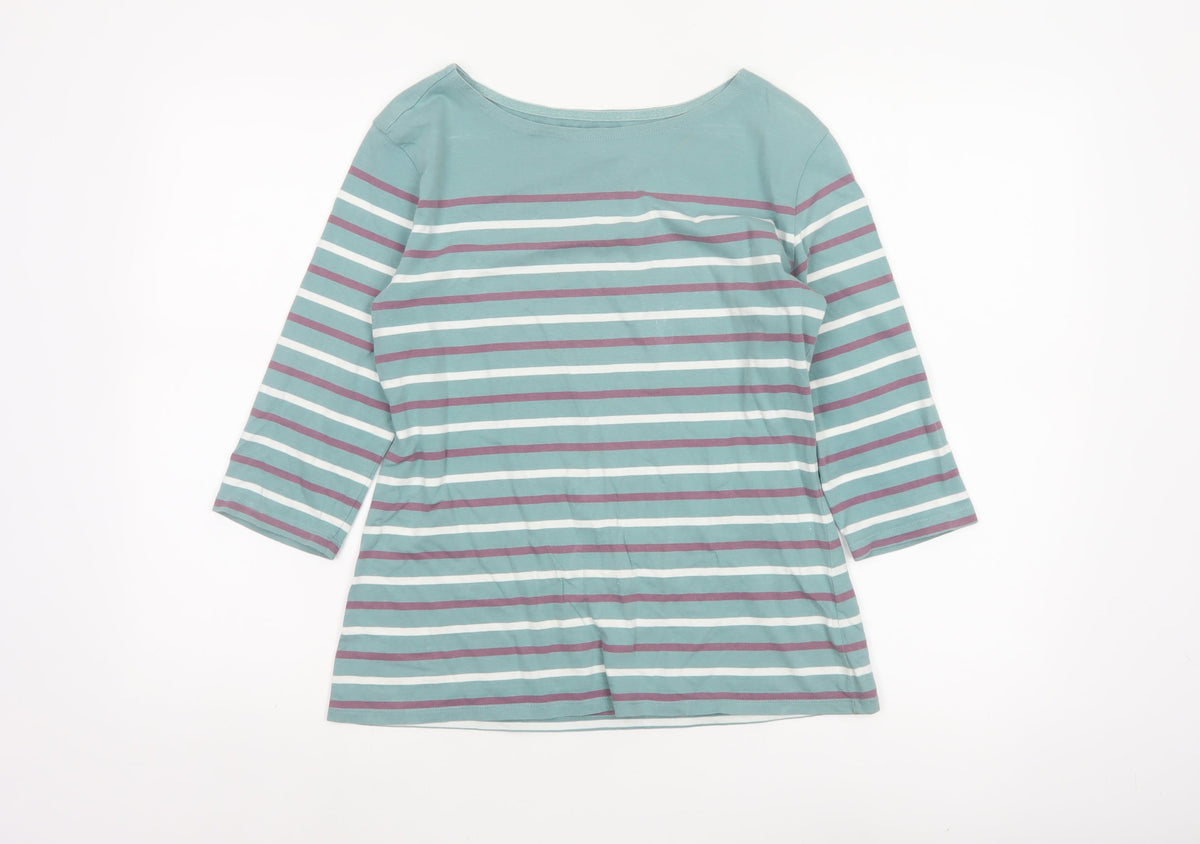 Seasalt Women Green Stripe Organic Cotton Sailor Jersey Top UK 10