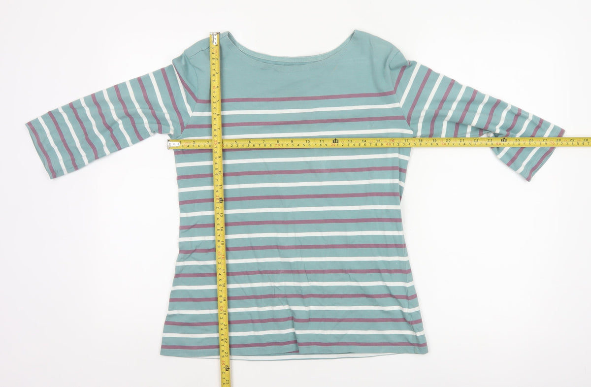 Seasalt Women Green Stripe Organic Cotton Sailor Jersey Top UK 10