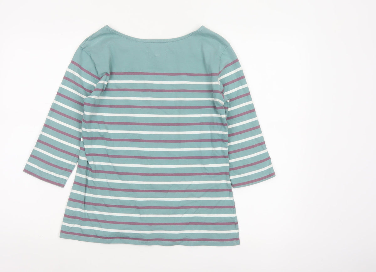 Seasalt Women Green Stripe Organic Cotton Sailor Jersey Top UK 10