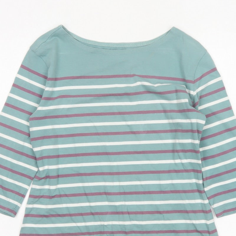 Seasalt Women Green Stripe Organic Cotton Sailor Jersey Top UK 10