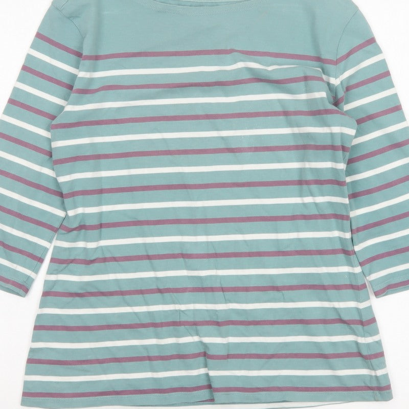 Seasalt Women Green Stripe Organic Cotton Sailor Jersey Top UK 10