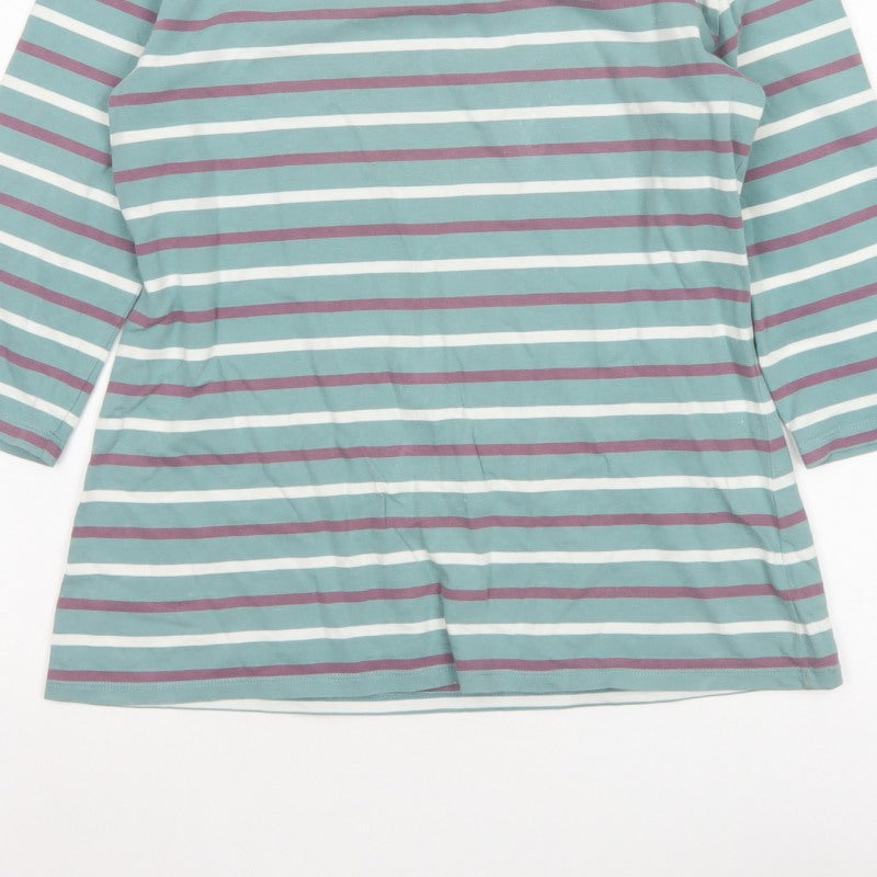 Seasalt Women Green Stripe Organic Cotton Sailor Jersey Top UK 10