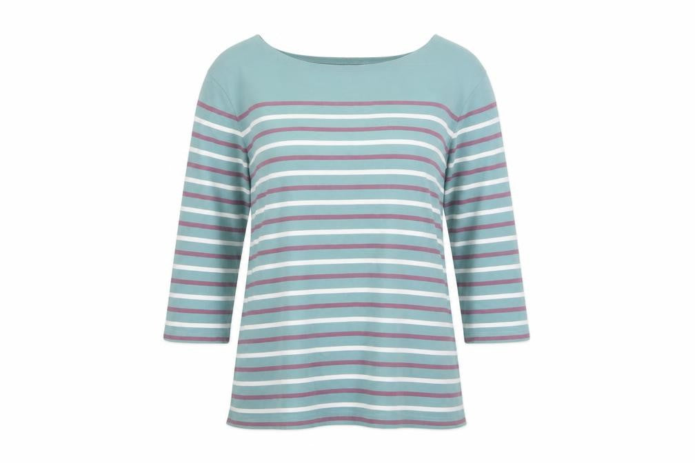 Seasalt Women Green Stripe Organic Cotton Sailor Jersey Top UK 10