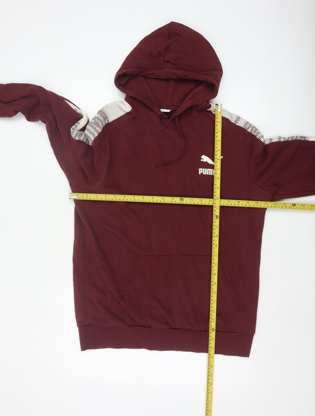 Puma Men’s Burgundy L Pullover Hoodie Logo Stripe Sports