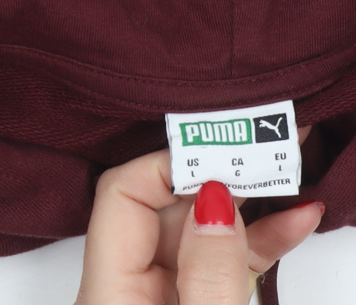 Puma Men’s Burgundy L Pullover Hoodie Logo Stripe Sports