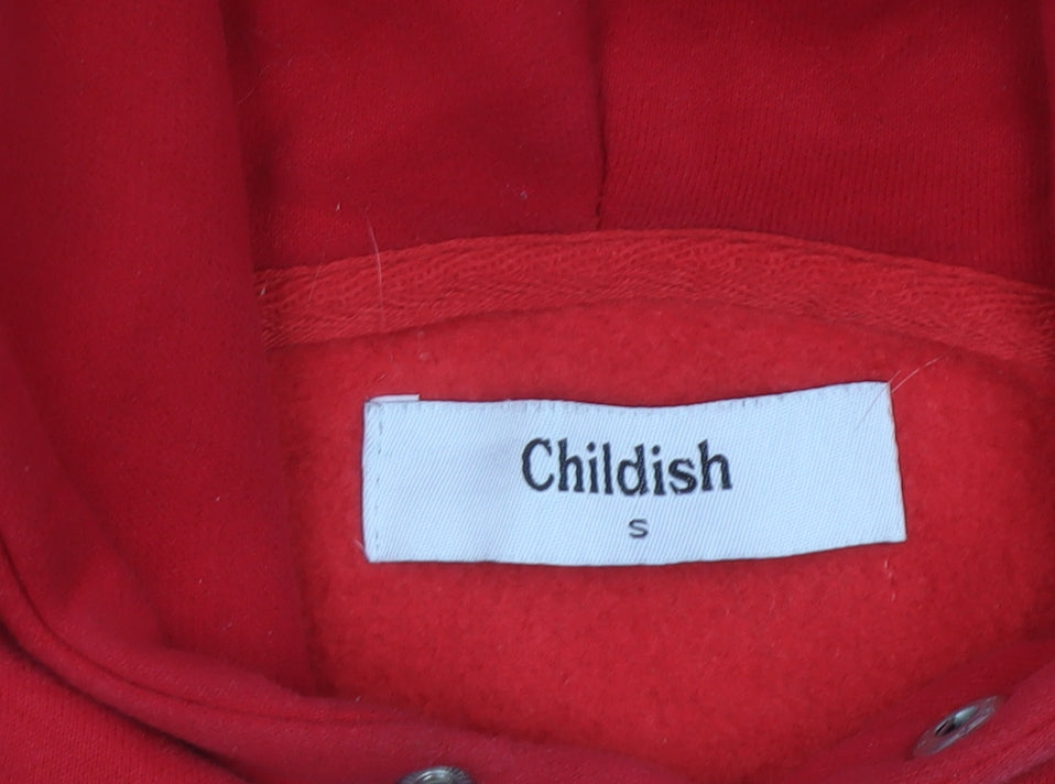 Childish Unisex Adults Red S Pullover Hoodie Graphic Print