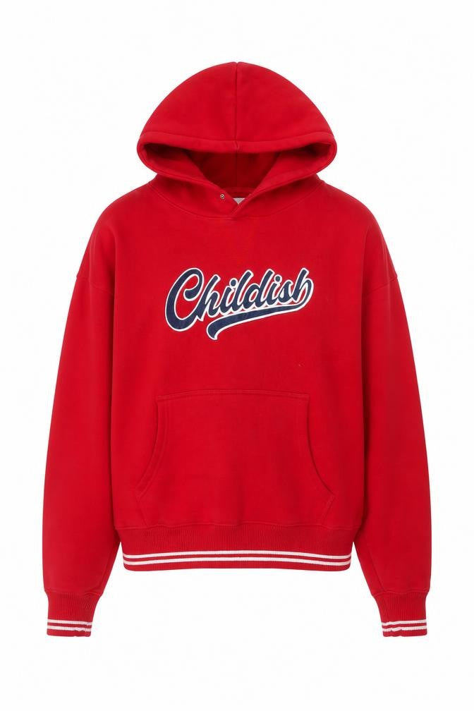 Childish Unisex Adults Red S Pullover Hoodie Graphic Print