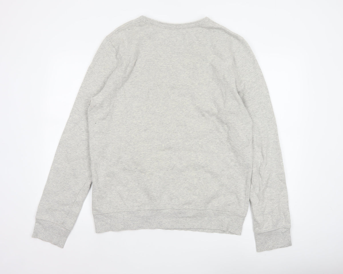 True Religion Men’s Grey L Logo Pocket Fleece Crew Neck Sweatshirt
