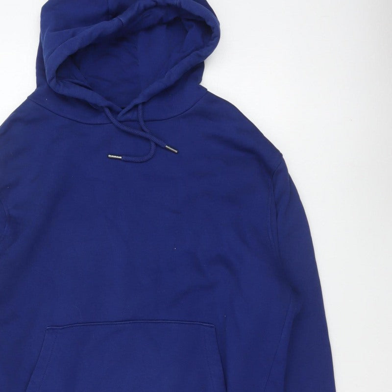 Next Men's Blue M Pullover Hooded Cotton Blend Fleece Hoodie