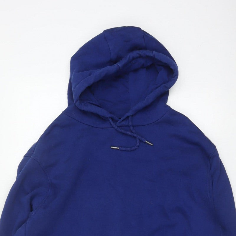 Next Men's Blue M Pullover Hooded Cotton Blend Fleece Hoodie