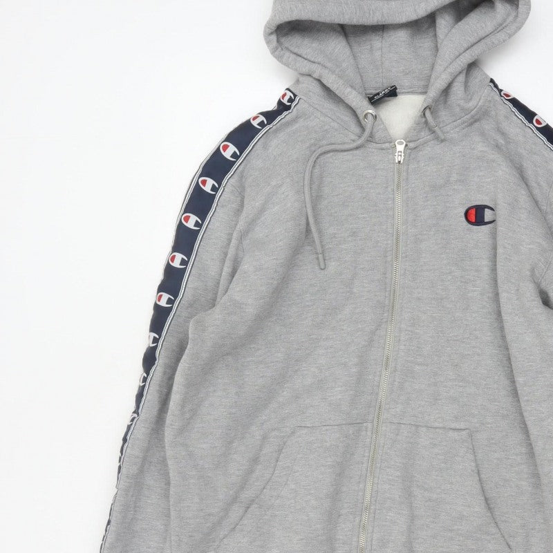 Champion Men’s Grey XL Full Zip Logo Tape Hoodie