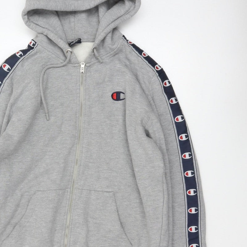 Champion Men’s Grey XL Full Zip Logo Tape Hoodie