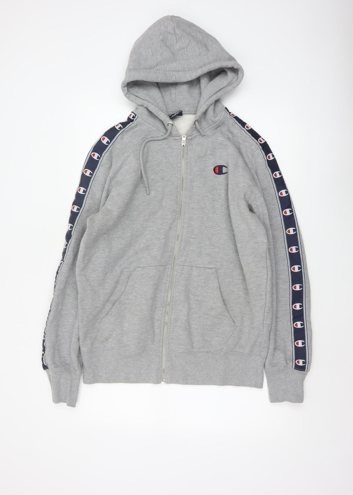 Champion Men’s Grey XL Full Zip Logo Tape Hoodie