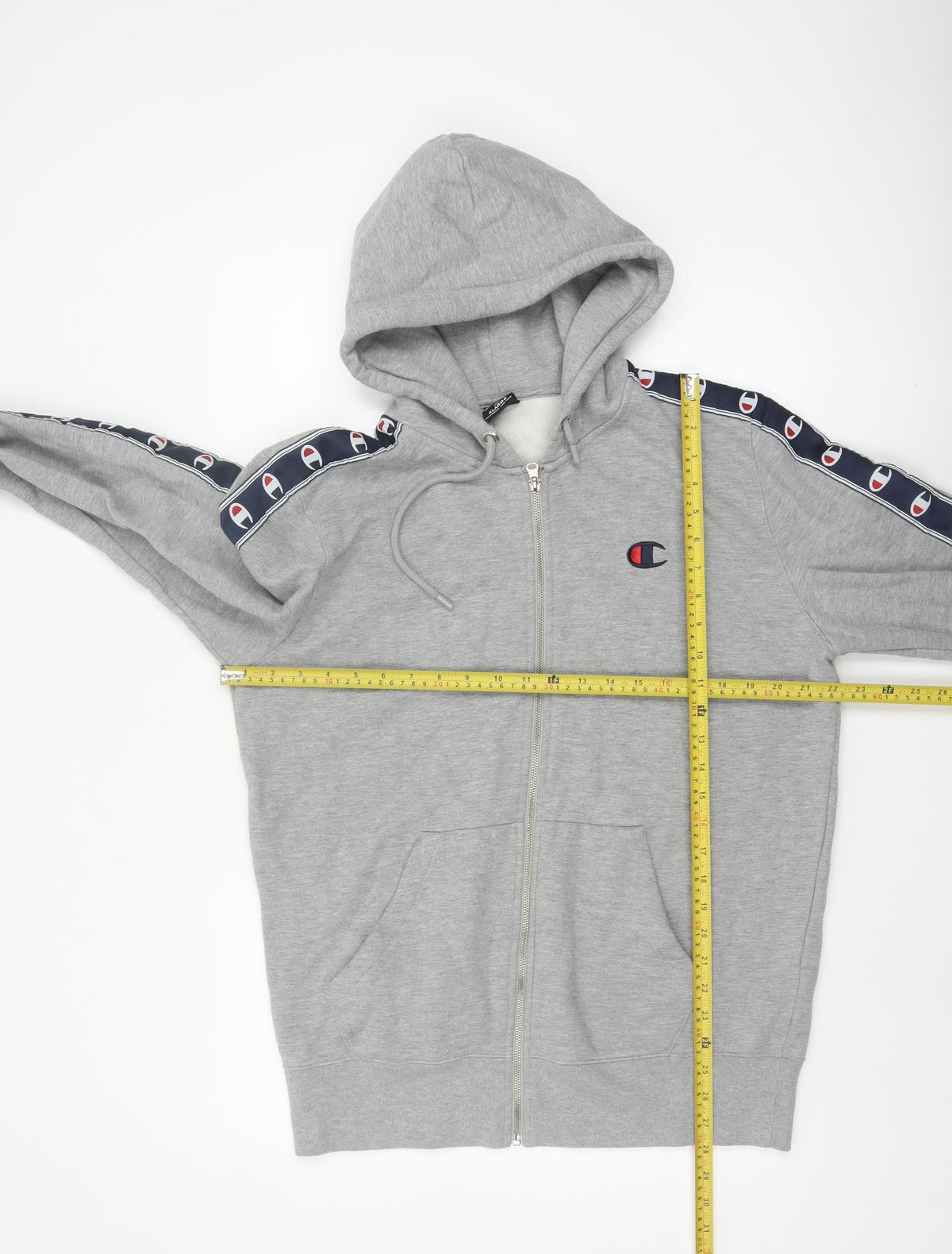 Champion Men’s Grey XL Full Zip Logo Tape Hoodie