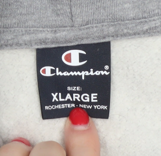 Champion Men’s Grey XL Full Zip Logo Tape Hoodie