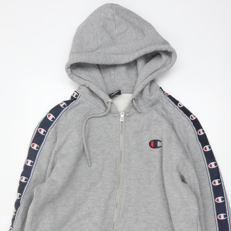 Champion Men’s Grey XL Full Zip Logo Tape Hoodie