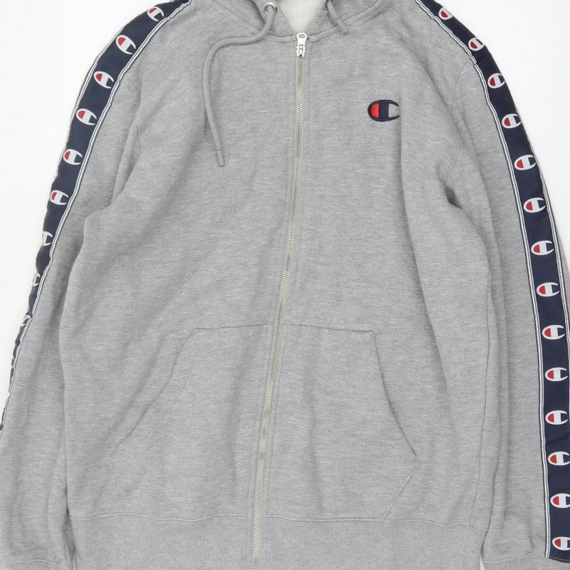 Champion Men’s Grey XL Full Zip Logo Tape Hoodie