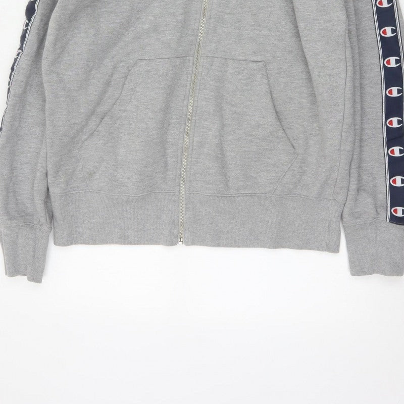Champion Men’s Grey XL Full Zip Logo Tape Hoodie