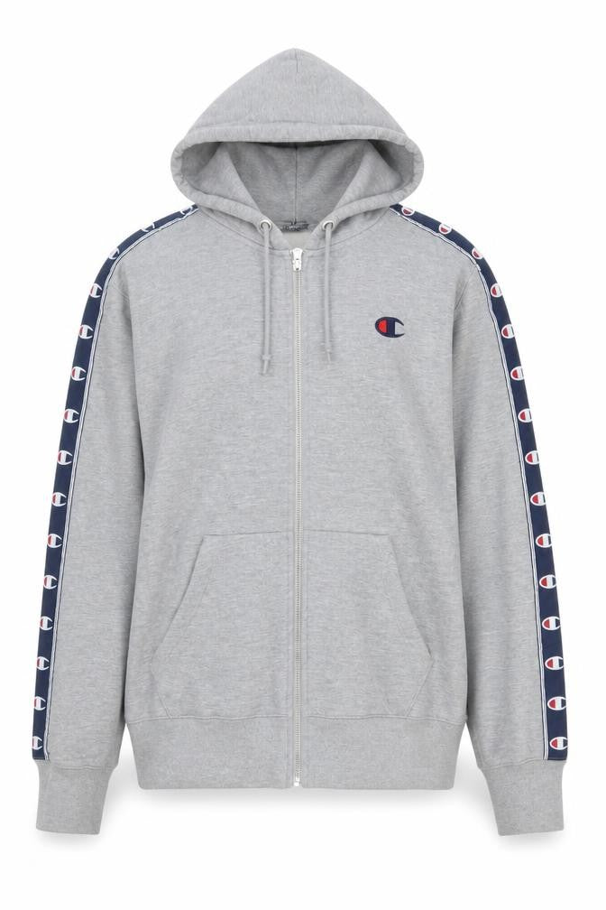Champion Men’s Grey XL Full Zip Logo Tape Hoodie