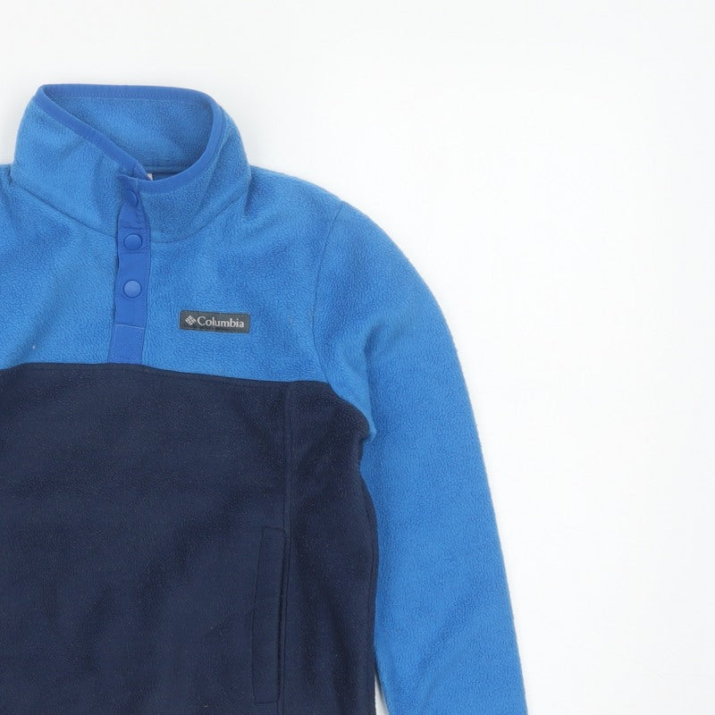 Columbia Boys Blue S Fleece Pullover Snap High Neck Sweatshirt