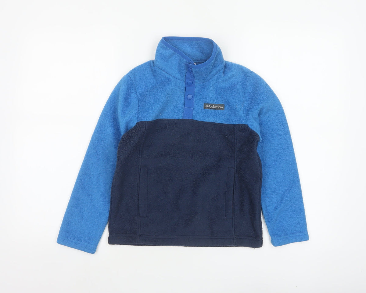 Columbia Boys Blue S Fleece Pullover Snap High Neck Sweatshirt