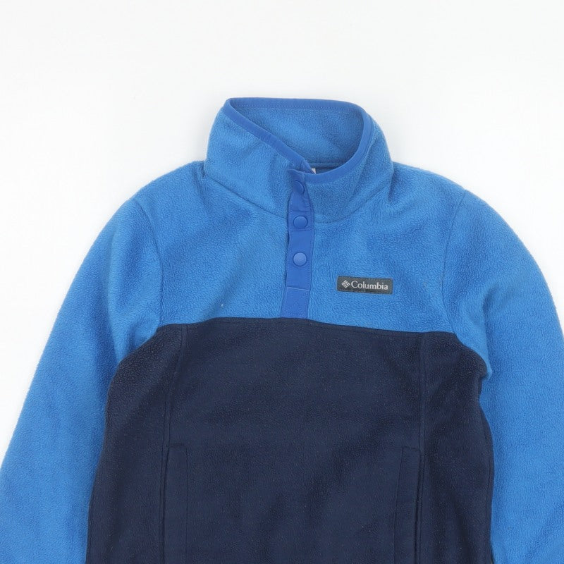 Columbia Boys Blue S Fleece Pullover Snap High Neck Sweatshirt