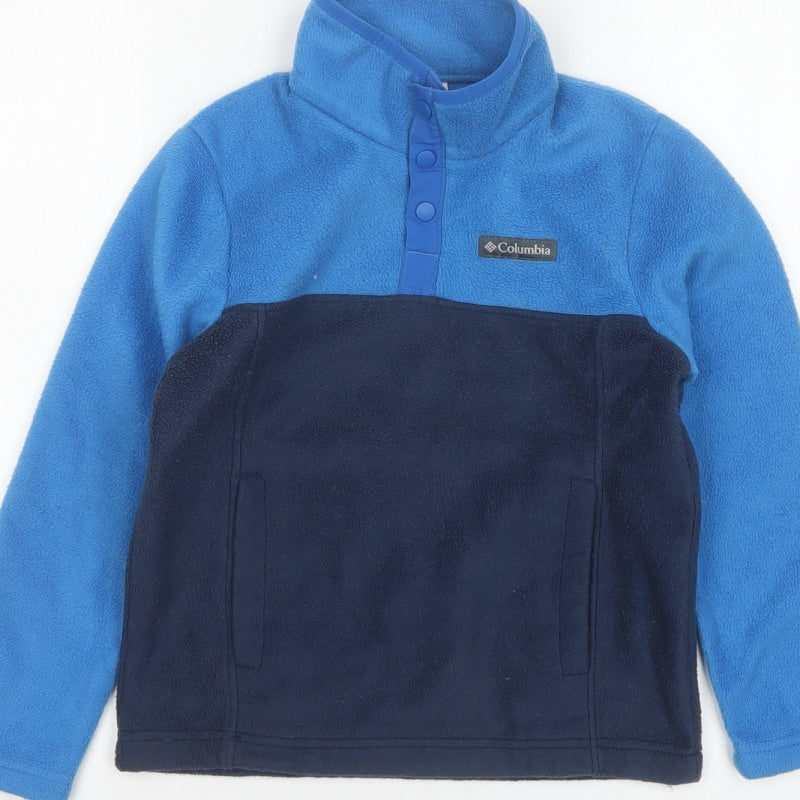 Columbia Boys Blue S Fleece Pullover Snap High Neck Sweatshirt