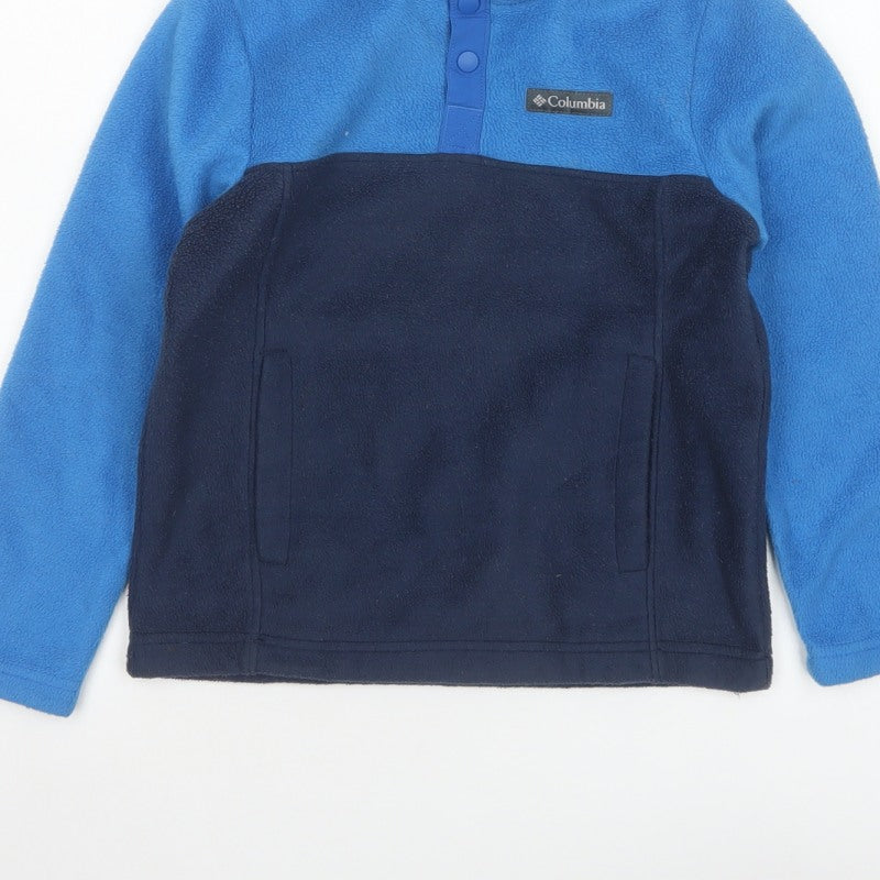 Columbia Boys Blue S Fleece Pullover Snap High Neck Sweatshirt