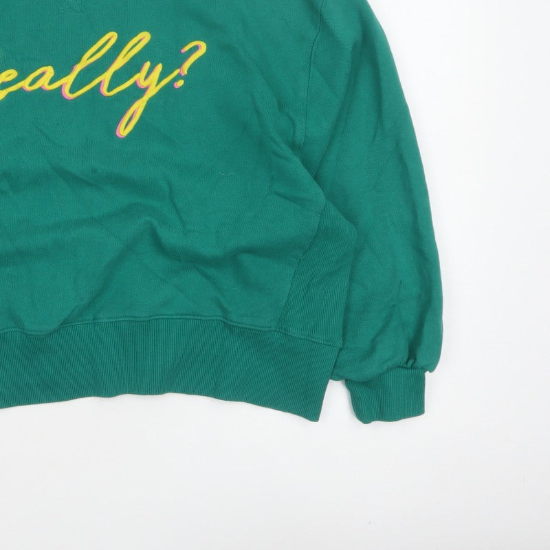 Next Women Green UK 18 Really? Embroidered Crew Neck Sweatshirt