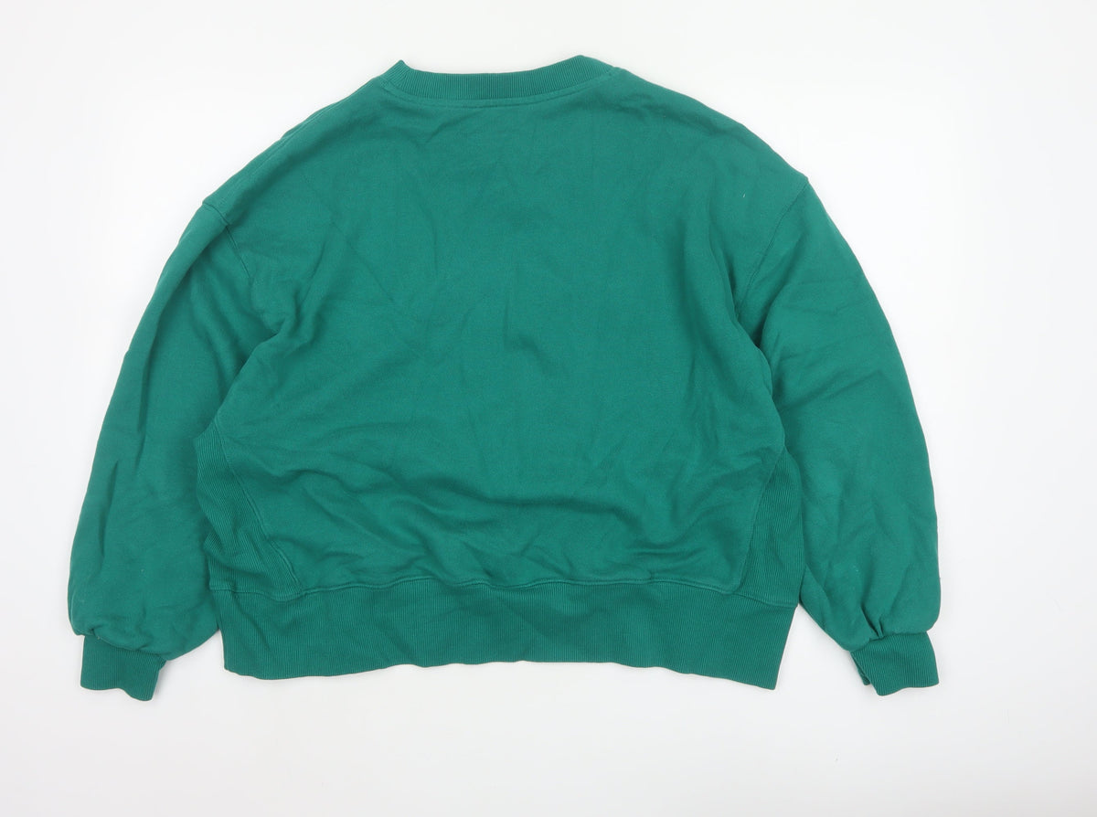 Next Women Green UK 18 Really? Embroidered Crew Neck Sweatshirt