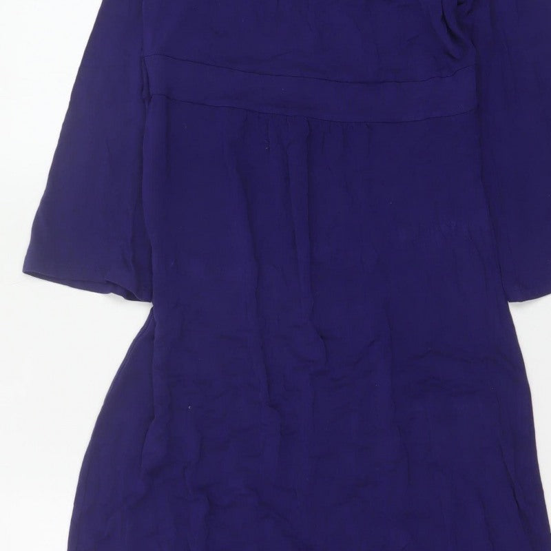 Boden Women Purple UK 12L Midi A-Line Beaded Stretch Jersey Dress