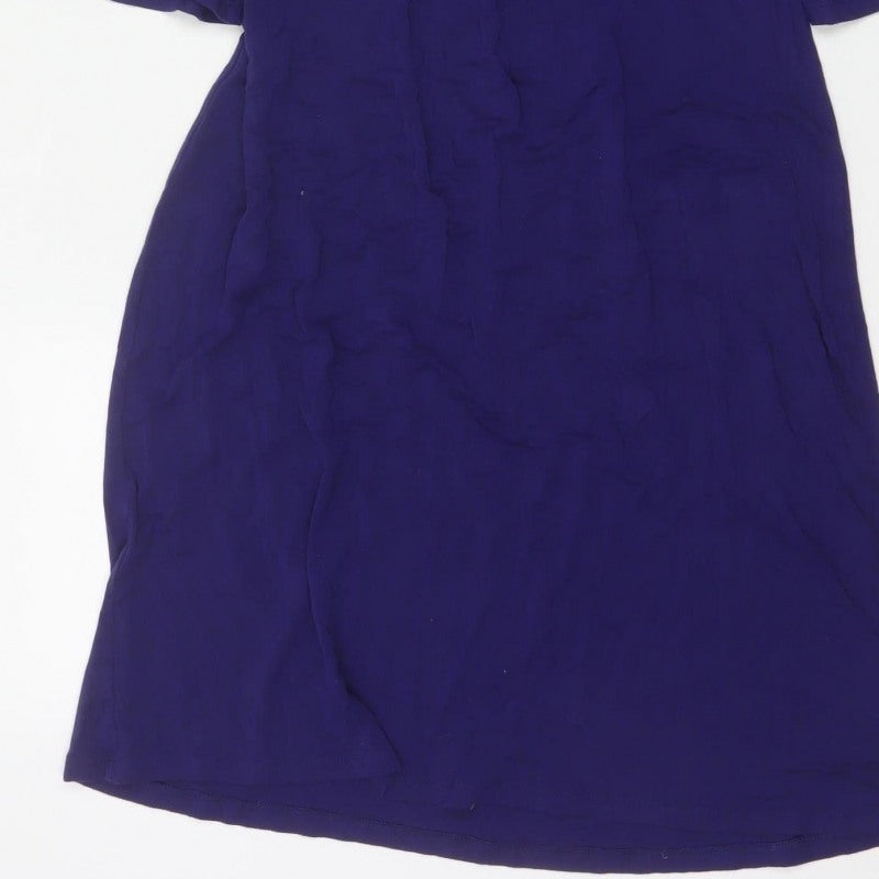 Boden Women Purple UK 12L Midi A-Line Beaded Stretch Jersey Dress