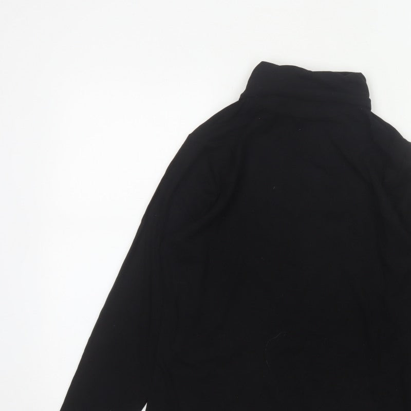 WoolOvers Women’s Black M Jersey Roll Neck Long Sleeve Top