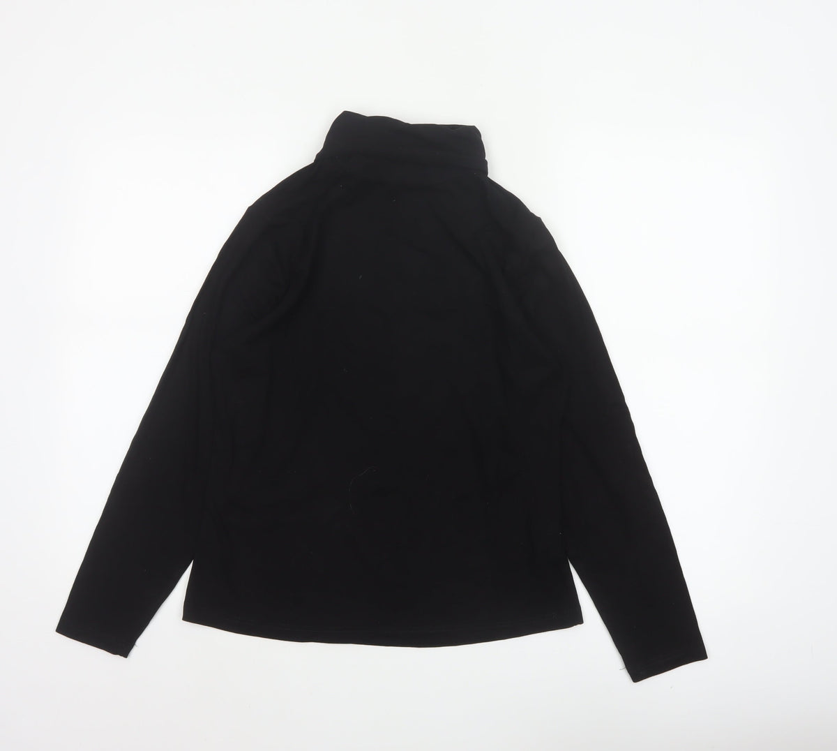 WoolOvers Women’s Black M Jersey Roll Neck Long Sleeve Top