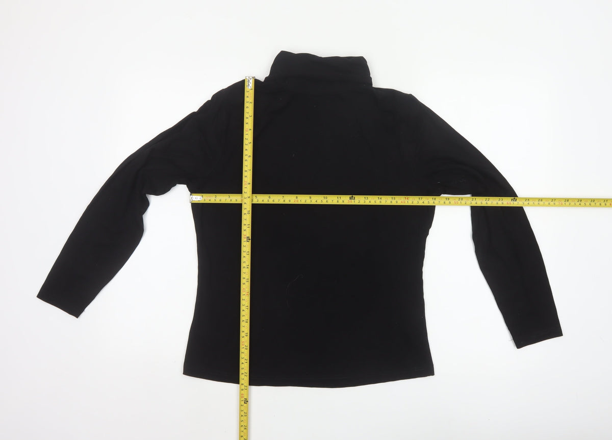 WoolOvers Women’s Black M Jersey Roll Neck Long Sleeve Top
