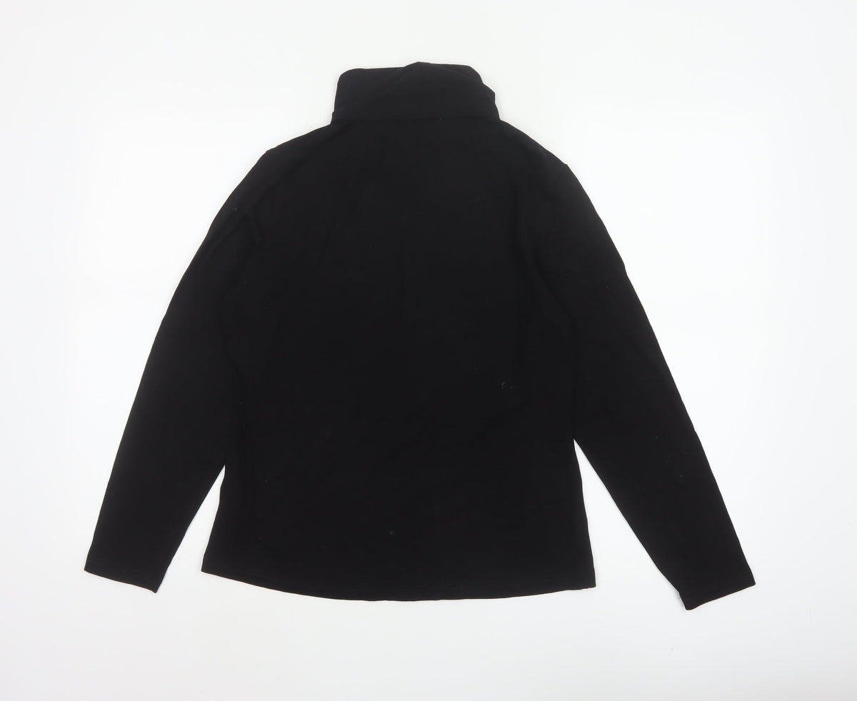 WoolOvers Women’s Black M Jersey Roll Neck Long Sleeve Top