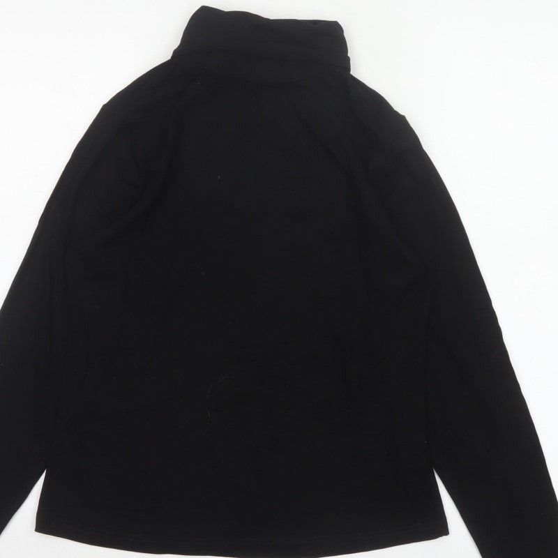 WoolOvers Women’s Black M Jersey Roll Neck Long Sleeve Top