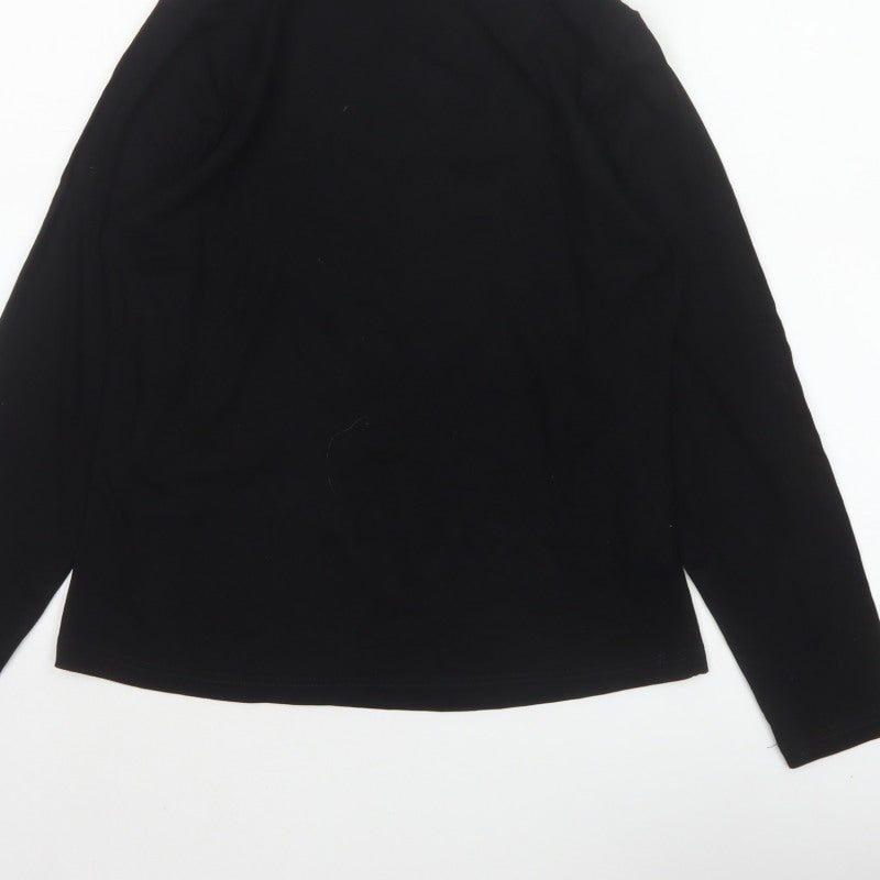 WoolOvers Women’s Black M Jersey Roll Neck Long Sleeve Top